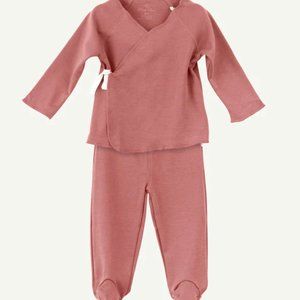 Rose Pink 2-Piece Kimono Newborn Set Oliver and Rain
